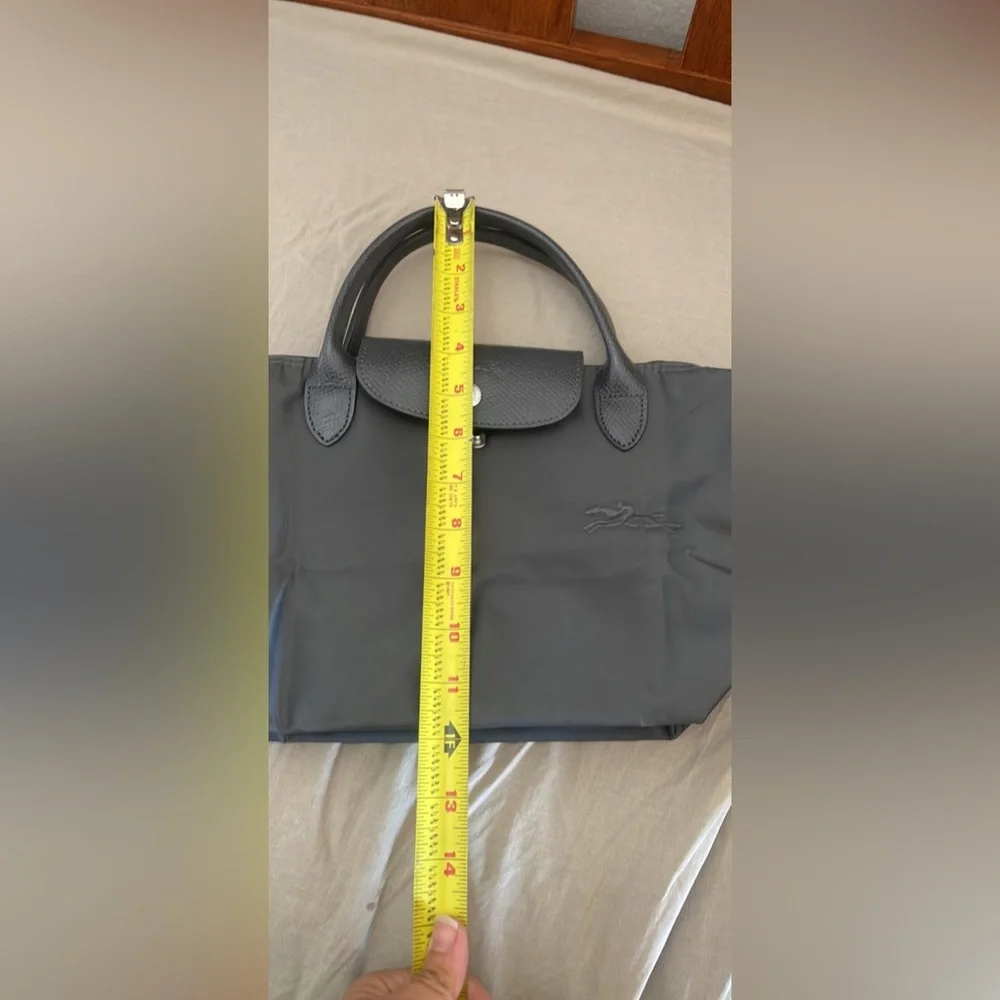 Le Pliage Green Recycled Canvas Top Handle Bag graphite color
